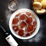 MERLOT POACHED PEAR UPSIDE DOWN CAKE