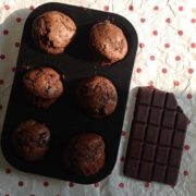 Chocolate Chunk Muffins with Dark Chocolate