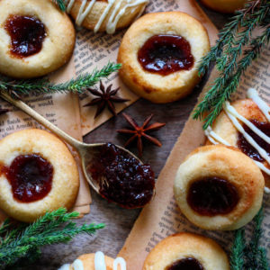 STRAWBERRY JAM THUMBPRINT COOKIES