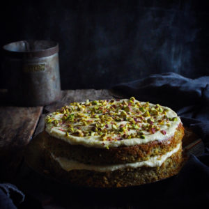 PISTACHIO CARDAMOM CAKE WITH CREAM-CHEESE FROSTING