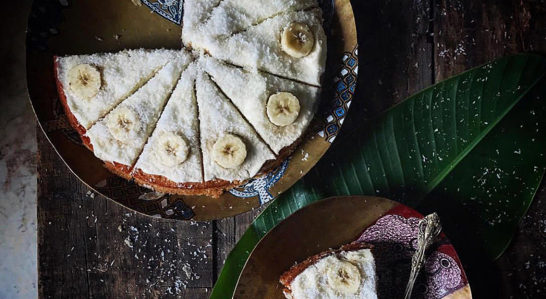 eggless banana coconut cake