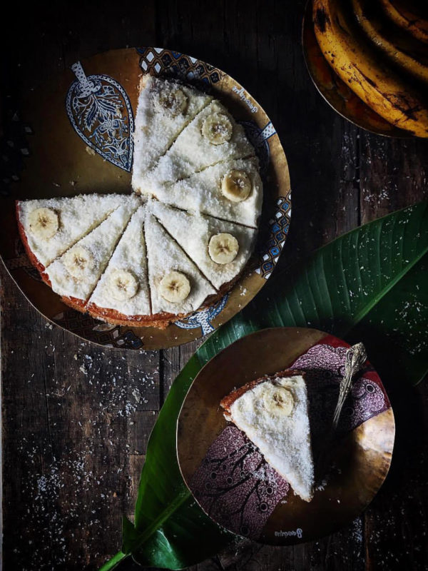 eggless banana coconut cake