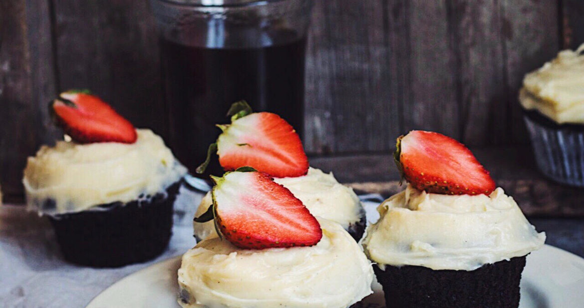 chocolate cupcakes moody styling