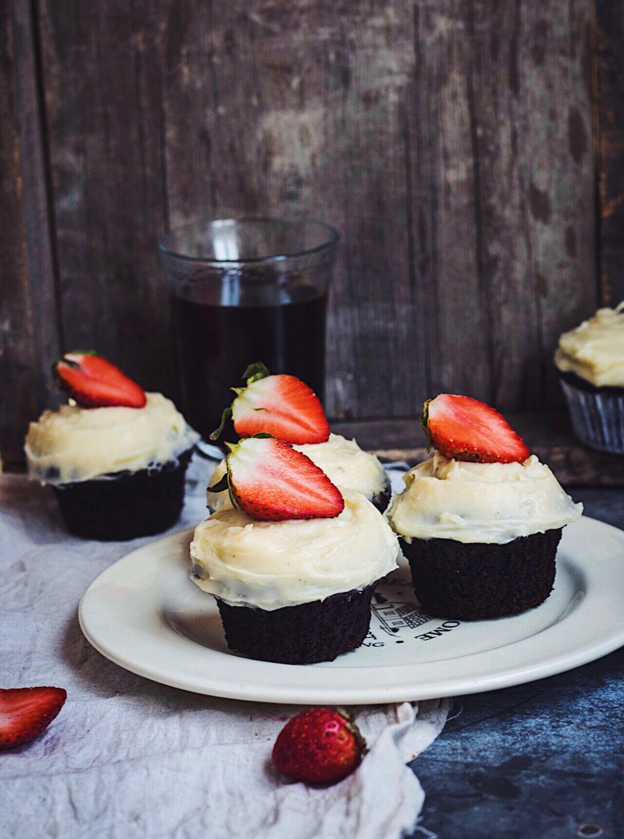 chocolate cupcakes moody styling