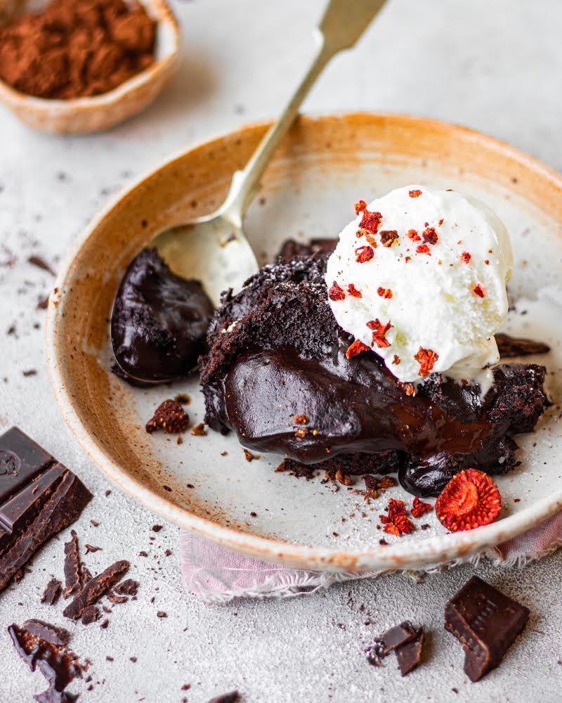 Eggless Choco Lava Cake in Pressure Cooker/Oven - Spices N Flavors