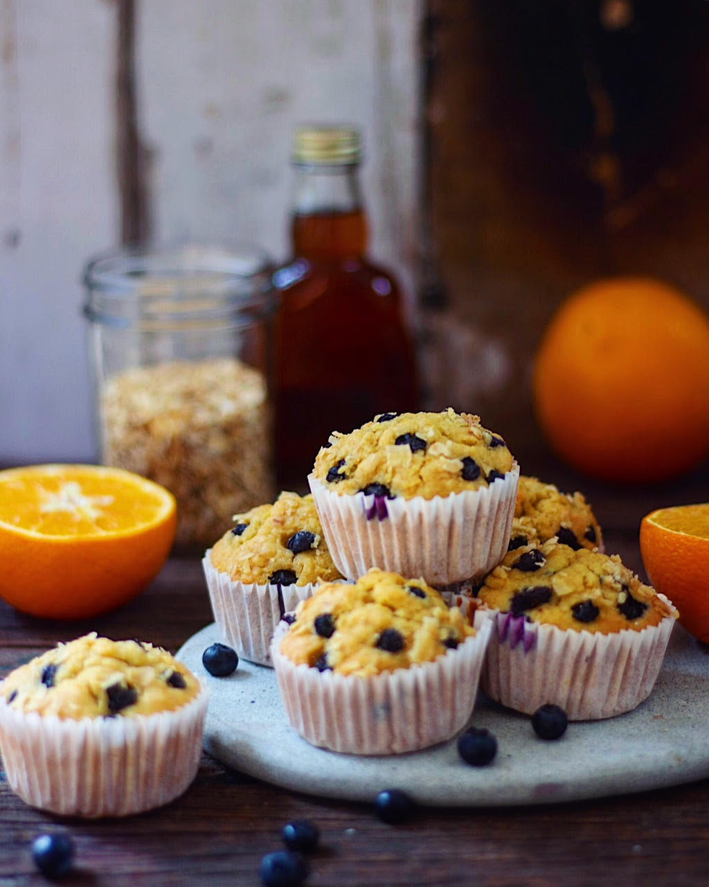 whole wheat orange blueberry muffins