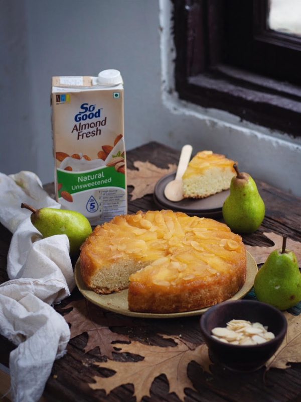 pear almond upside down cake