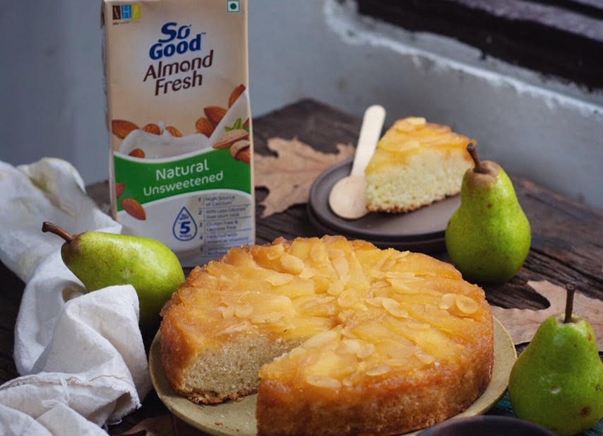 pear almond upside down cake