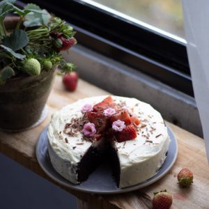 Eggless Strawberry Chocolate Cake