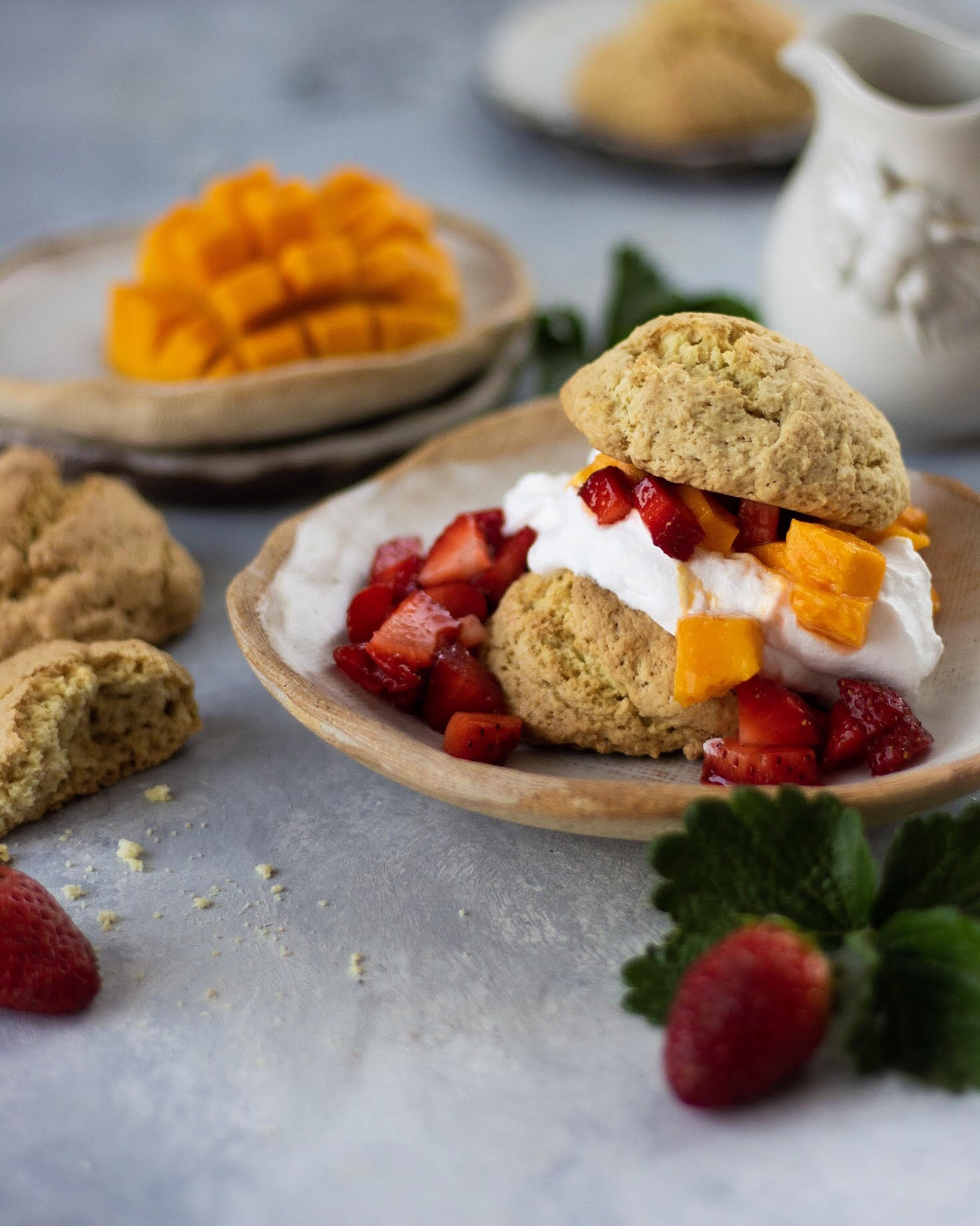 Mango and Strawberry Shortcakes