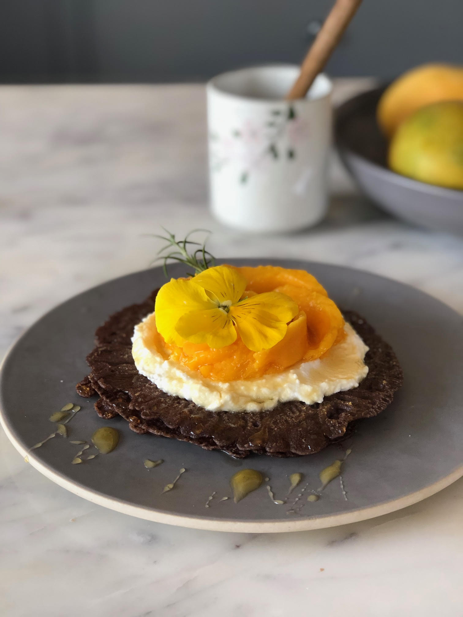 Ragi crepes with ricotta cheese