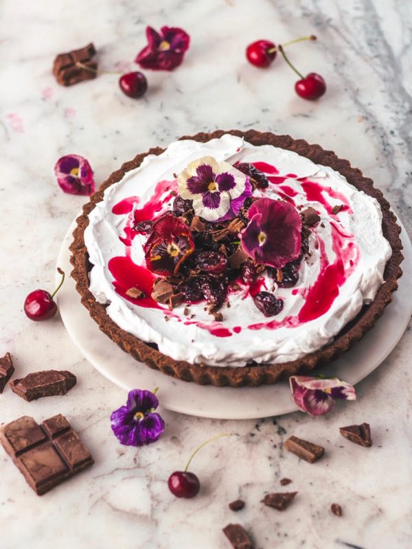 eggless black forest tart