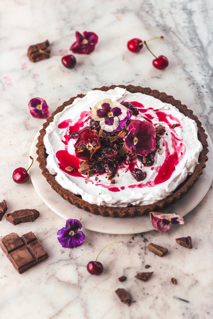 eggless black forest tart