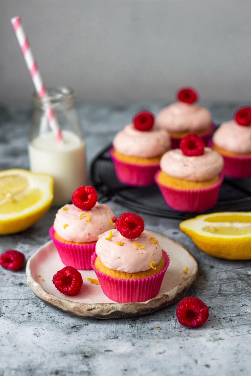 eggless raspberry lemon cupcakes