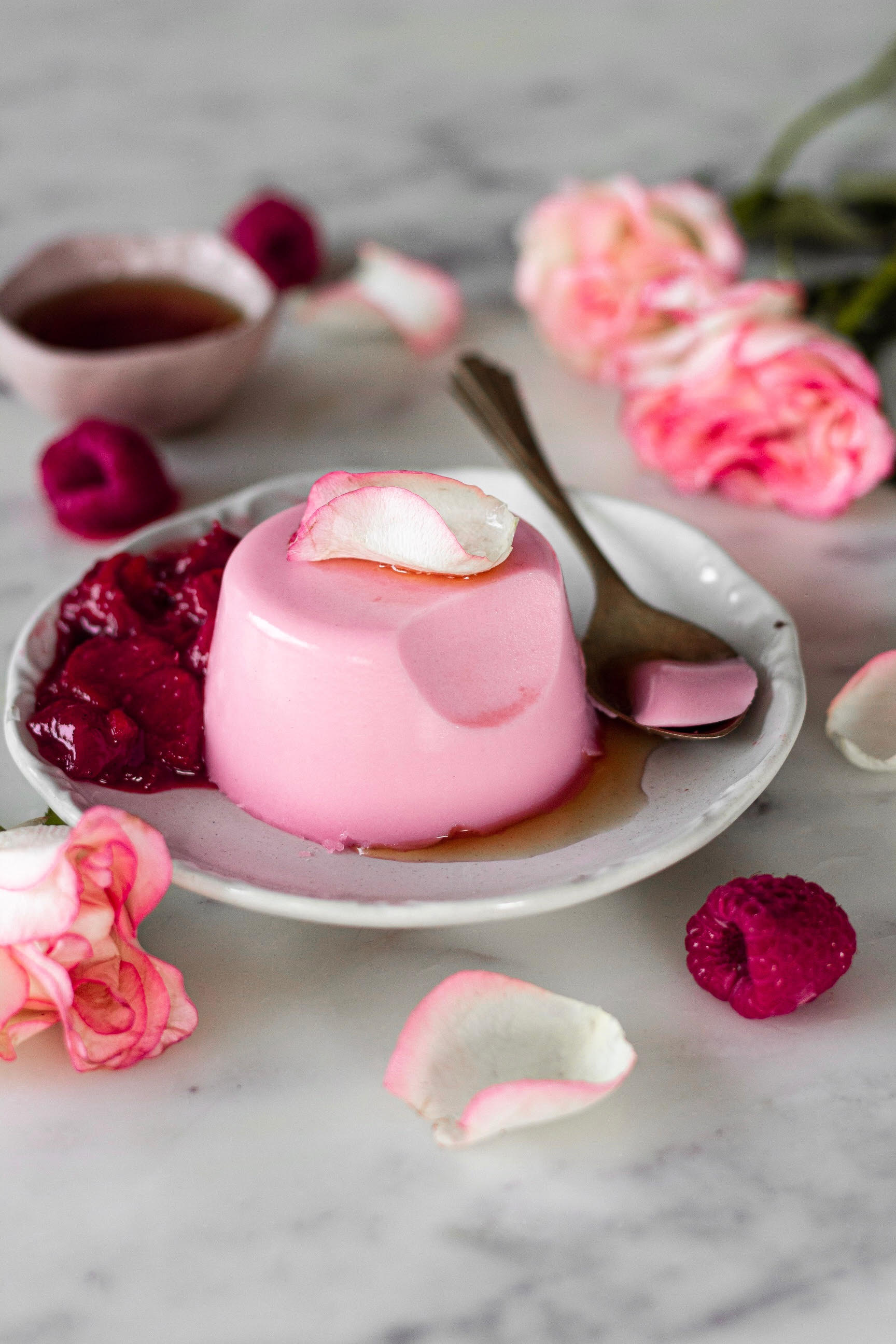 Rose Panna Cotta with Raspberry Compote - Bake with Shivesh