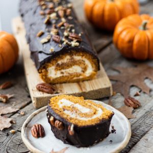 Pumpkin Swiss Roll with cream cheese frosting