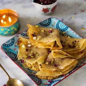 Eggless Saffron Crepes Recipe