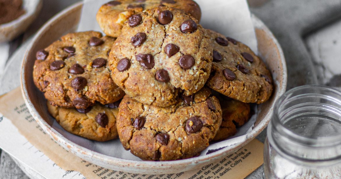 Eggless Almond Chocolate Chip Cookies