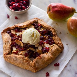 Pear and Cranberry Galette with Vanilla Iceream