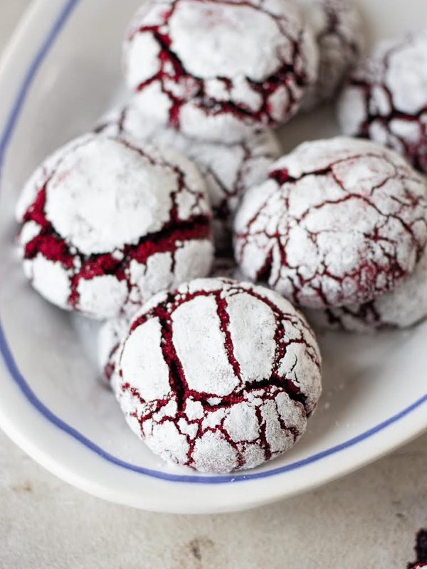 Red velvet crinkle cookies
