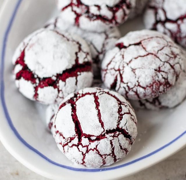 Red velvet crinkle cookies
