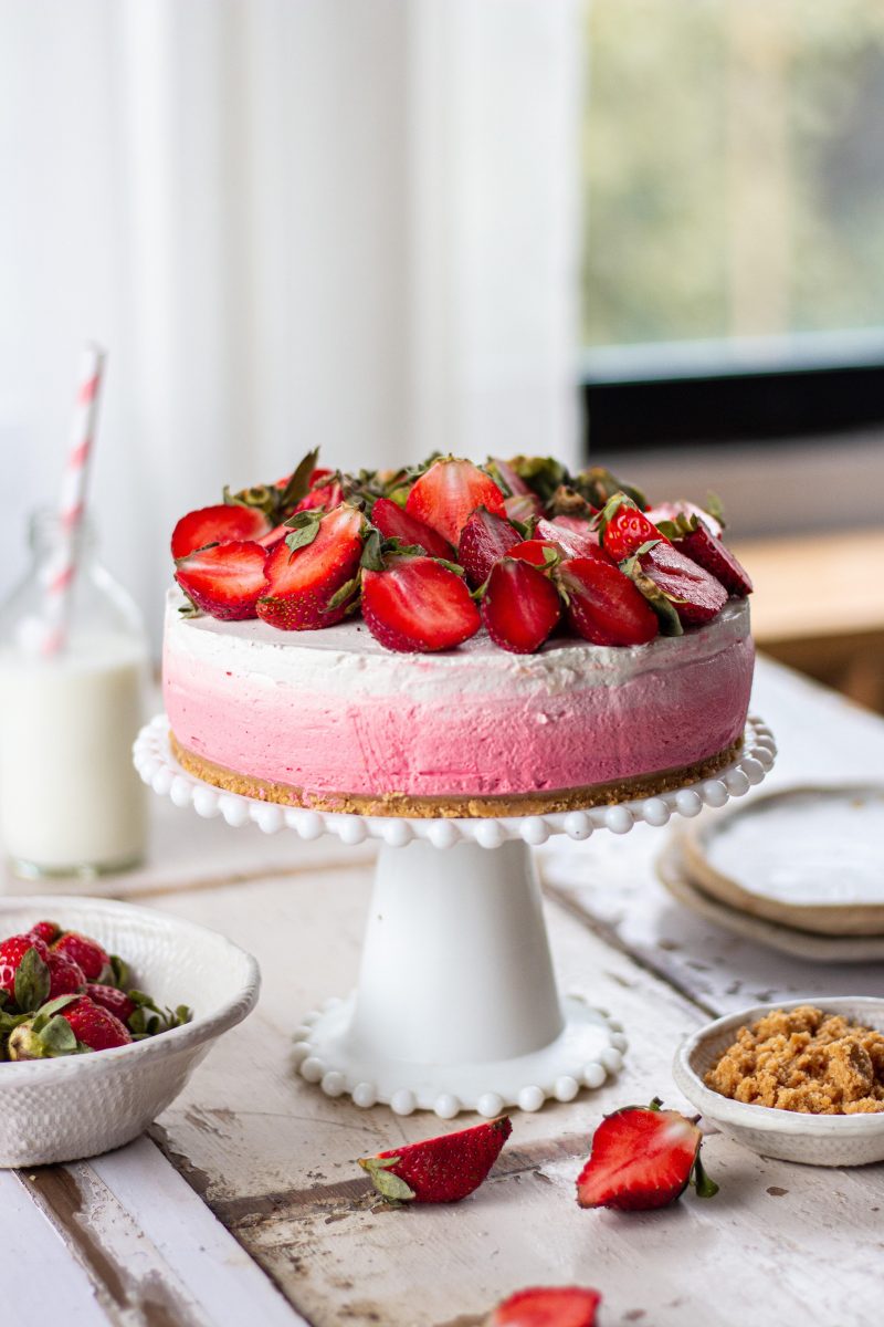 Strawberry Ombre Cheesecake- Valentine's Special - Bake with Shivesh