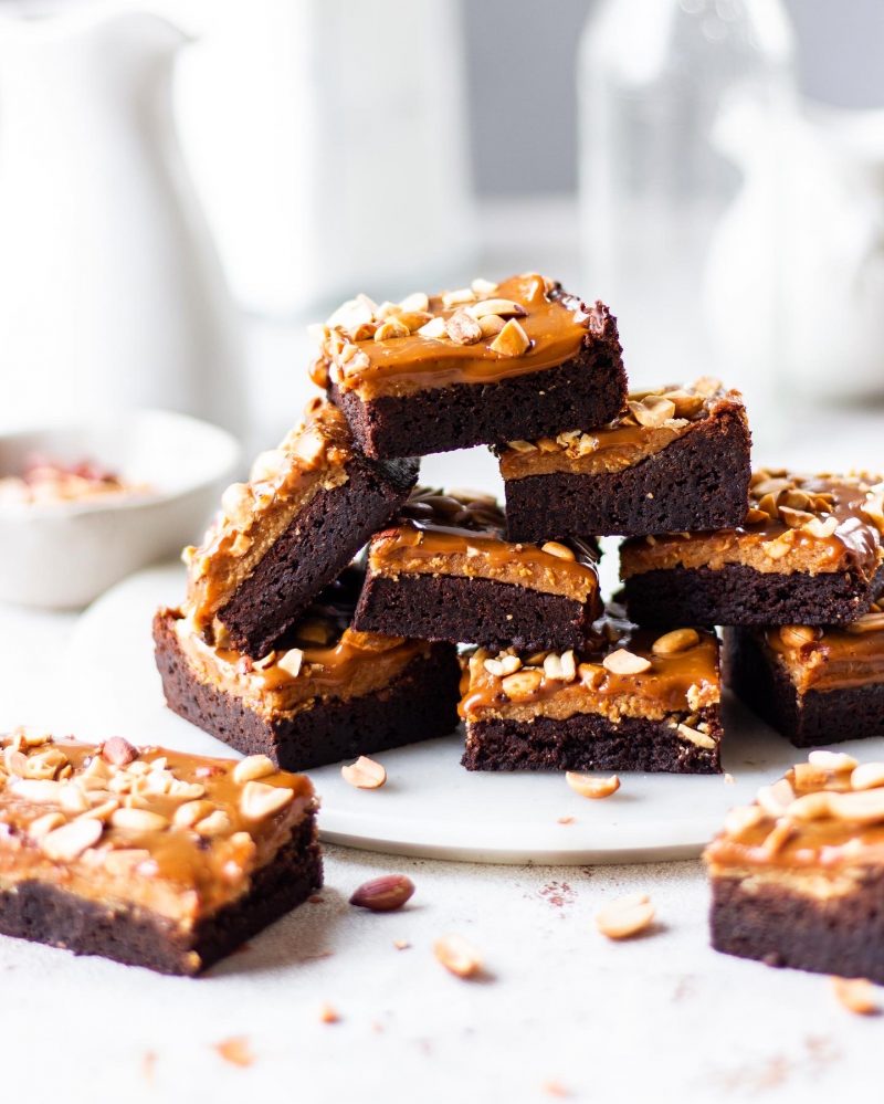 Snicker Brownies Recipe with Salted Caramel Bake with Shivesh