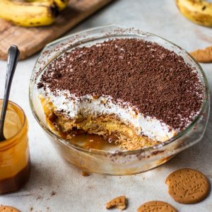 No-bake Easy Eggless Banoffee pudding