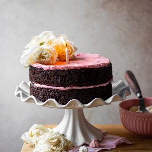 Eggless Gluten Free Chocolate Cake with Rose Buttercream
