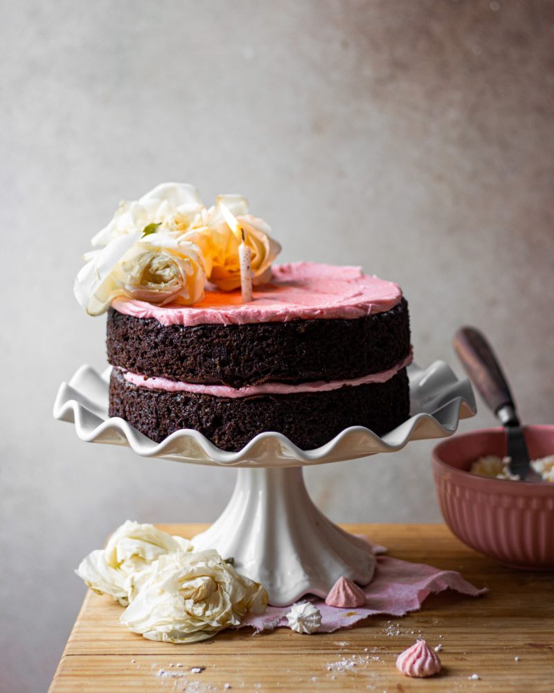 Gluten-free Chocolate Cake with Rose Buttercream - Bake with Shivesh