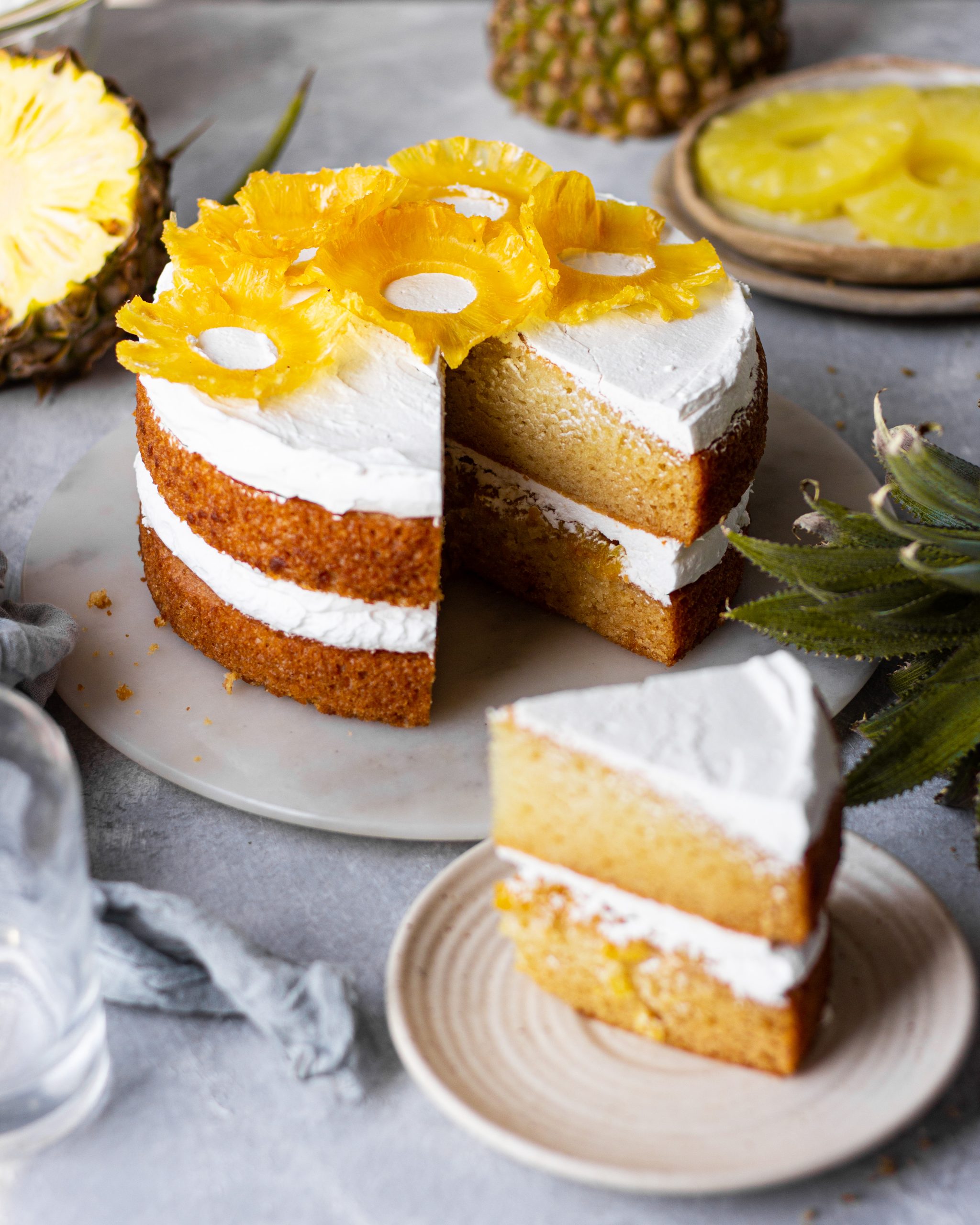 One Teaspoon Of Life: Pineapple Cake with Whipped Cream Frosting (Eggless)