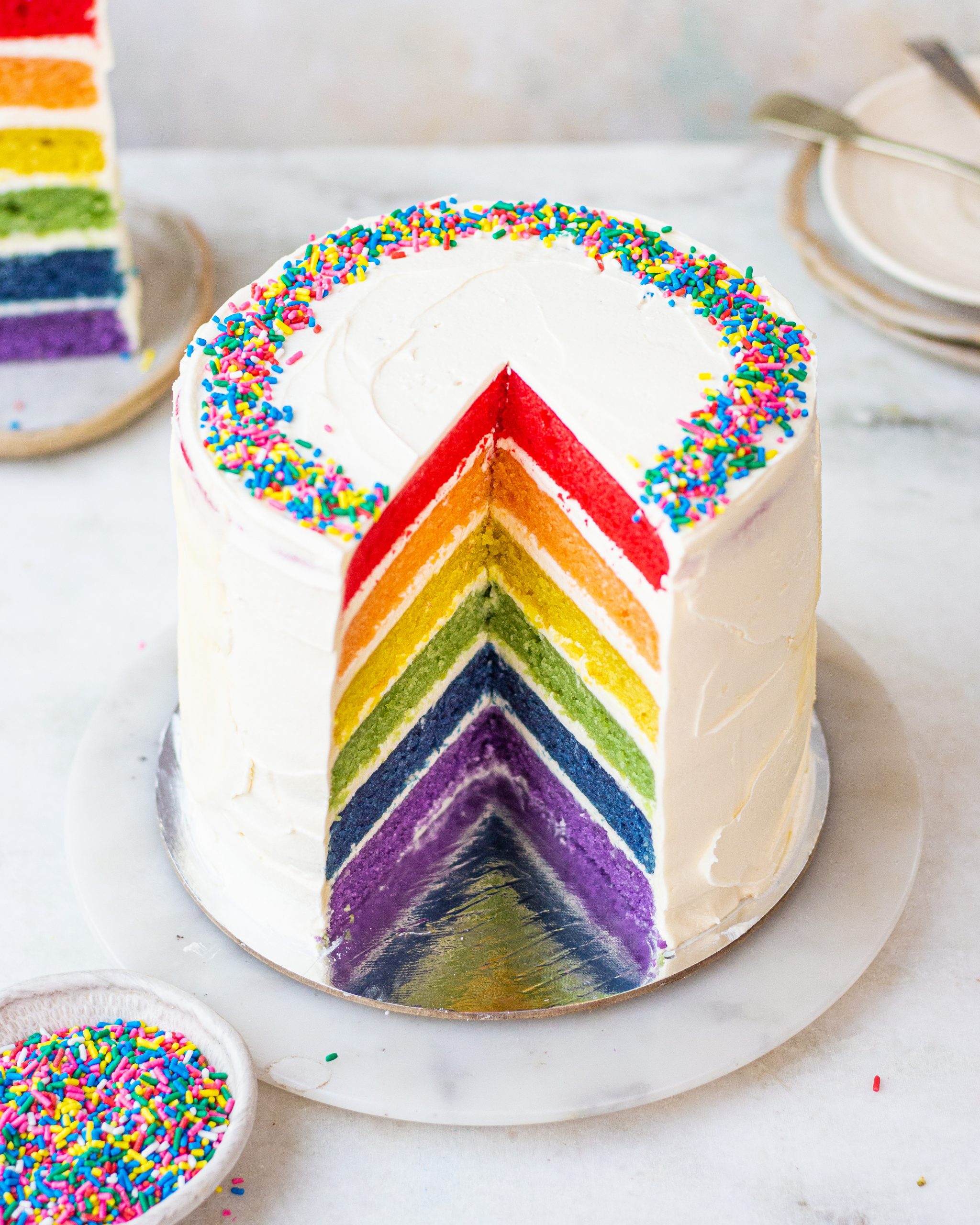 Rainbow Cake with Strawberry Buttercream + My Blog is Ten! — molly yeh