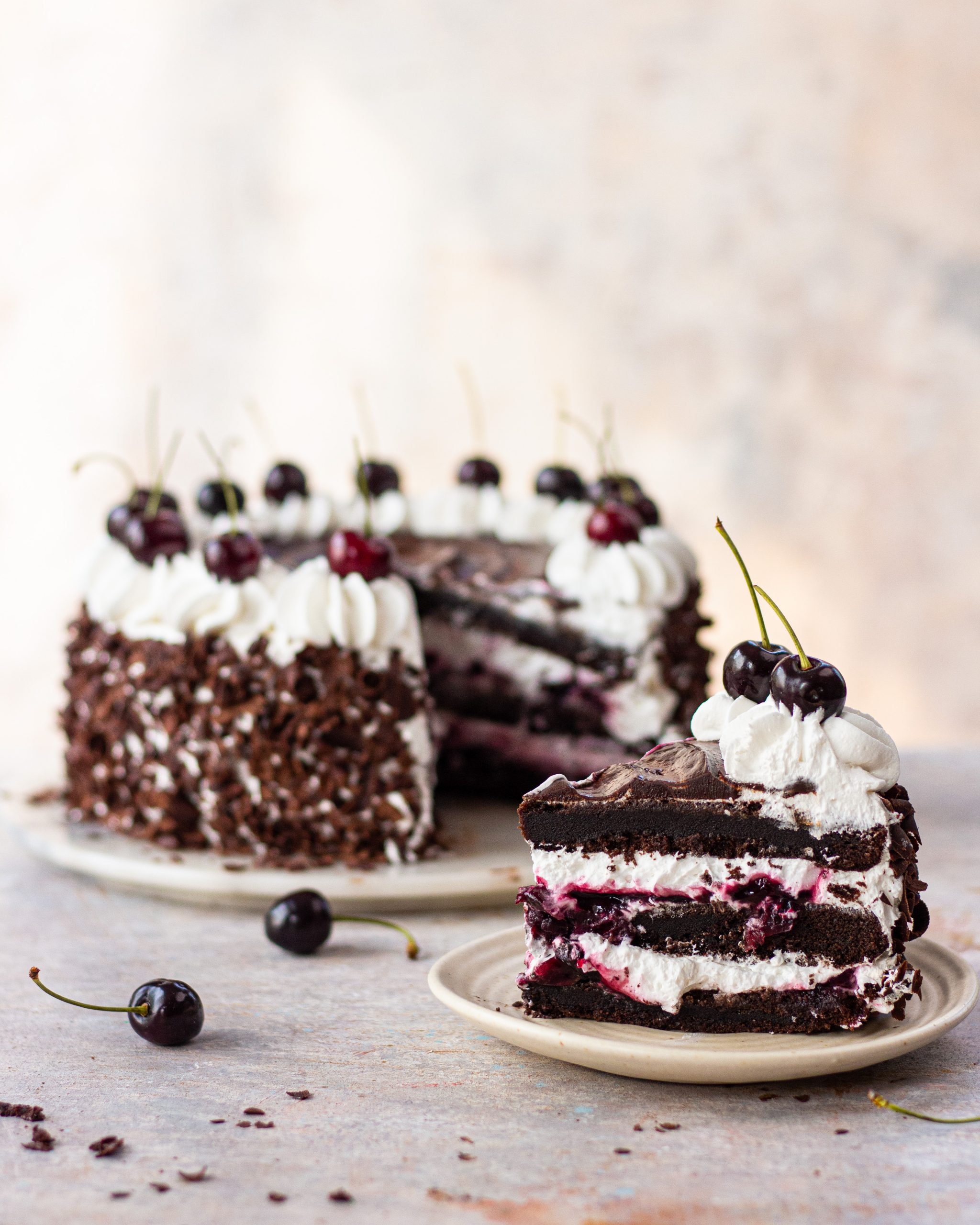 Vegan Black Forest Naked Cake - Vibrant plate