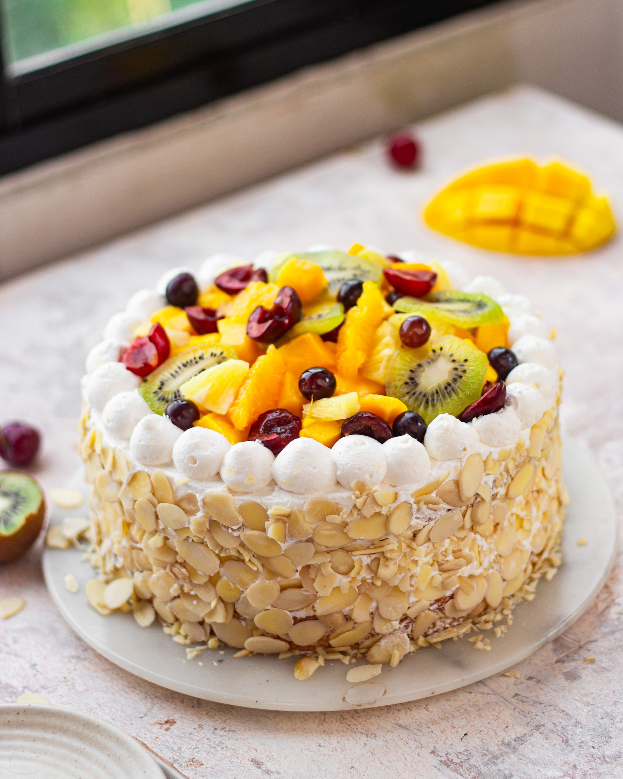 Father's Day Eggless Fresh Fruit Cake - Bake with Shivesh