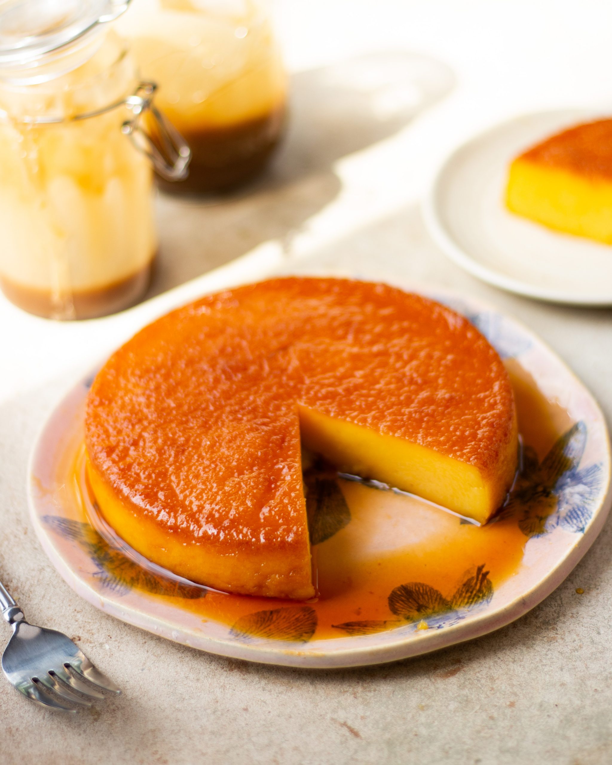 Vegan Flan with Pear & Coconut - Crème Caramel Custard Dessert - Veganlovlie