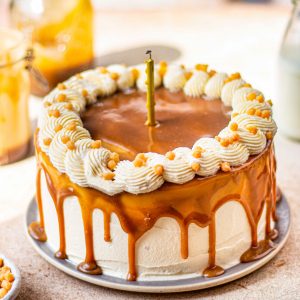 Eggless Butterscotch Layered Cake