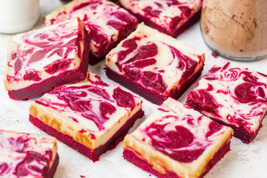 red velvet cheesecake brownies- eggless - Bake with Shivesh