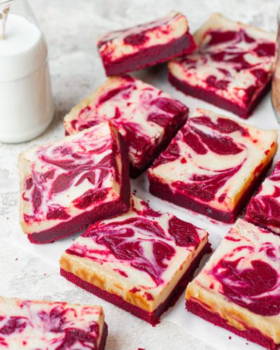 red velvet cheesecake brownies- eggless - Bake with Shivesh