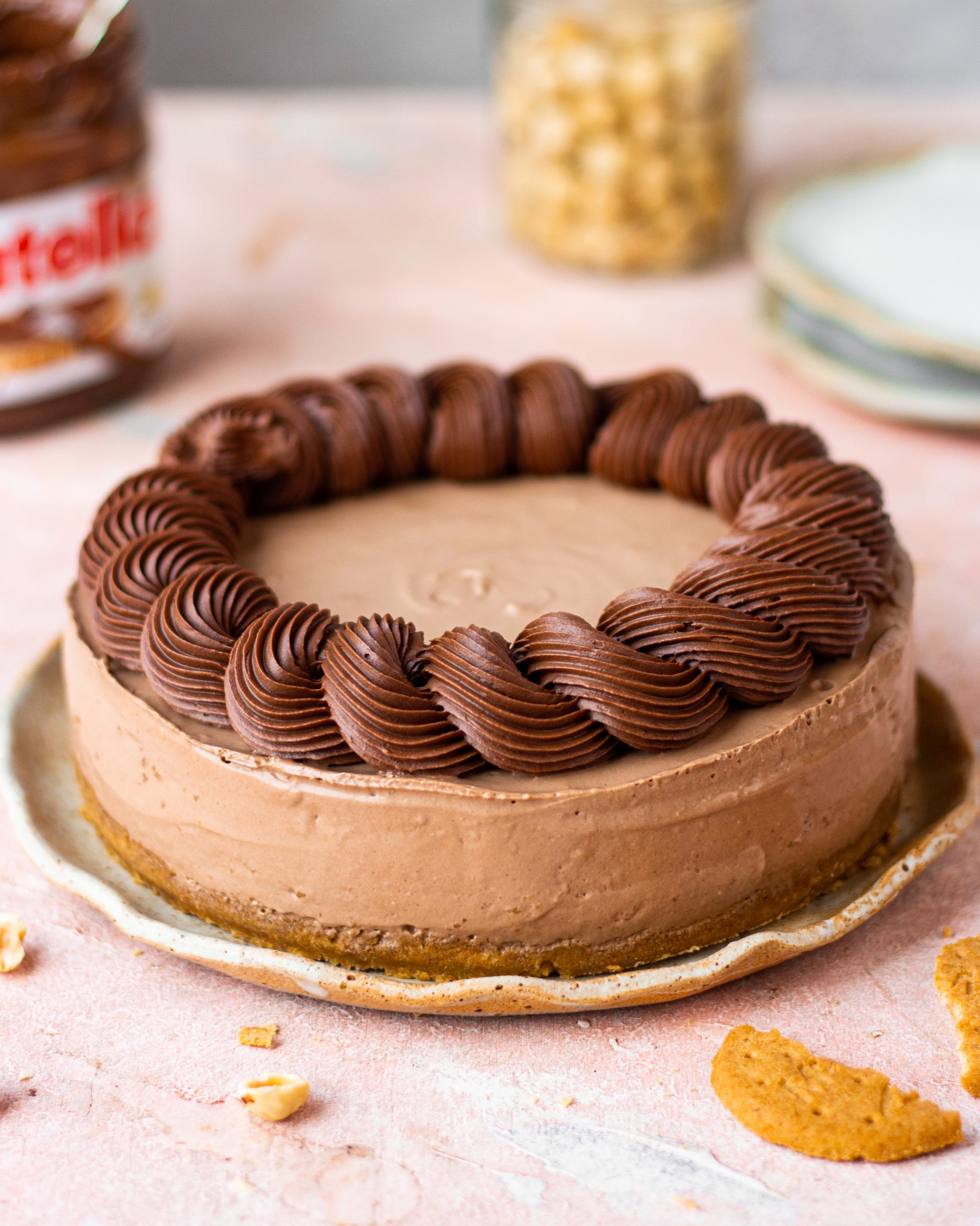 No bake nutella cheesecake without gelatine Bake with Shivesh