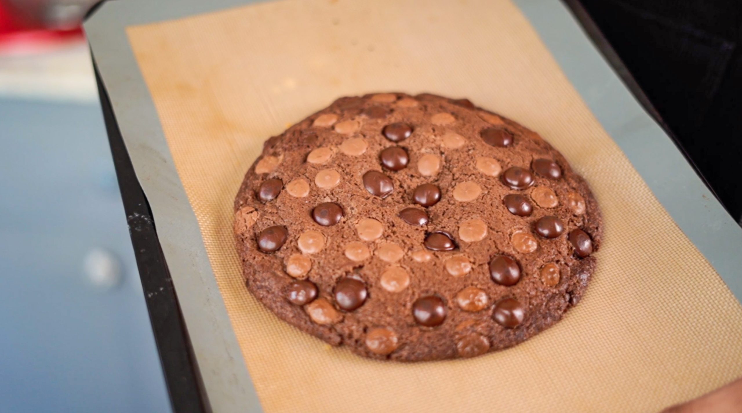 Giant Triple Chocolate Chip Cookie In A Pan