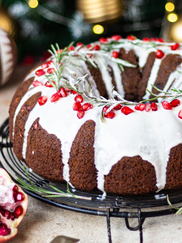 Chocolate pomegranate bundt cake