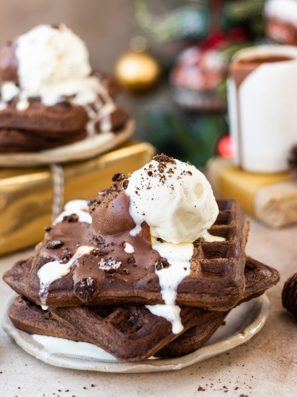 eggless chocolate oreo waffles