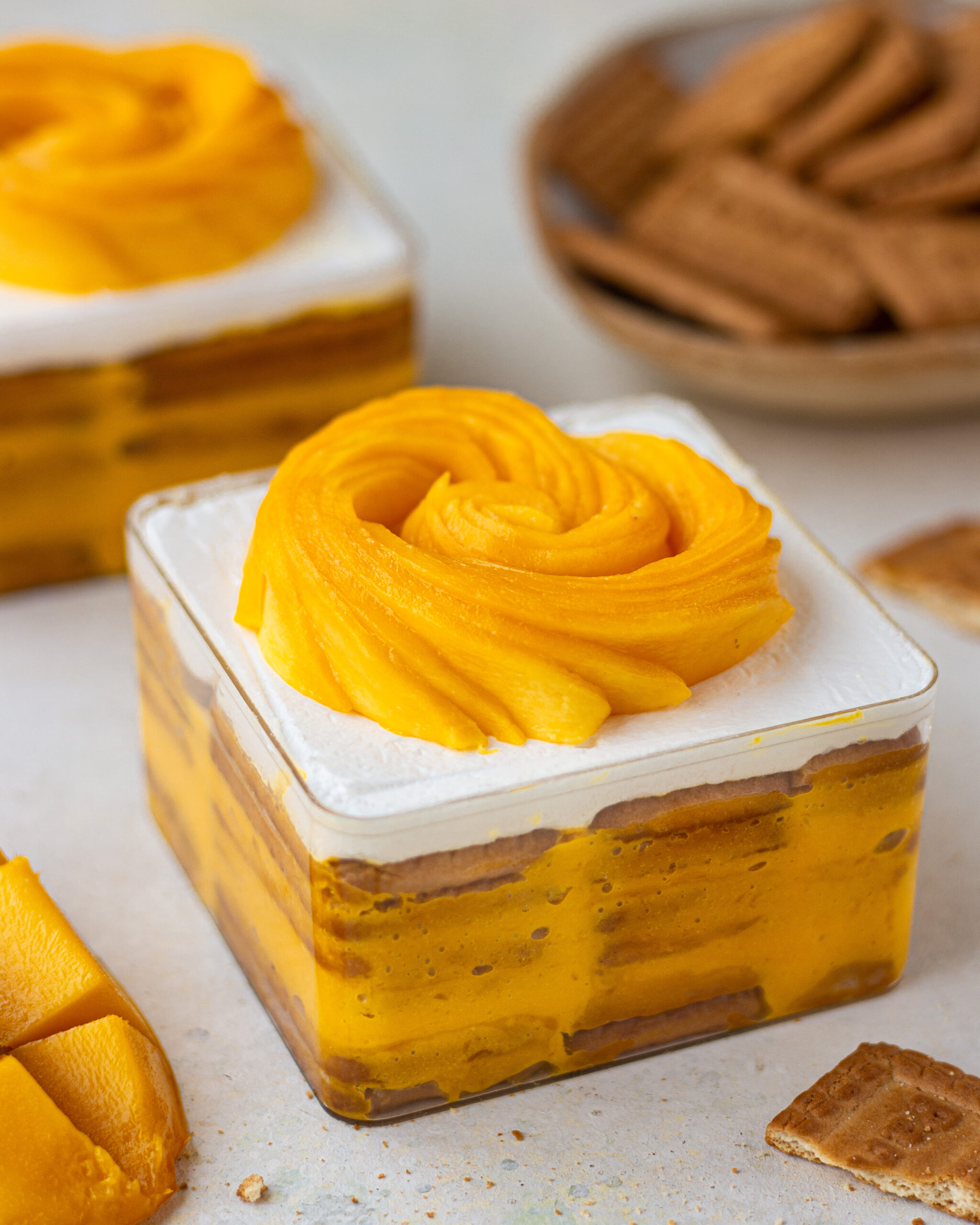 eggless mango biscuit pudding