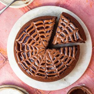 Eggless nutella cake in a pan