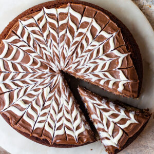 Eggless No Oven Marble Cake
