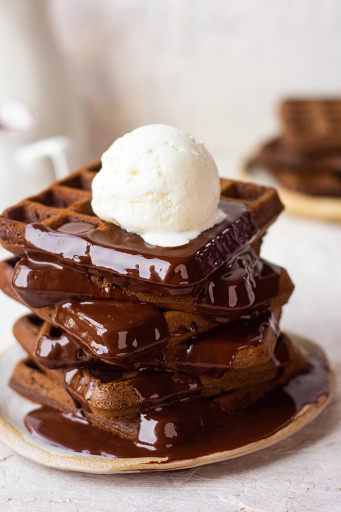 eggless chocolate waffles