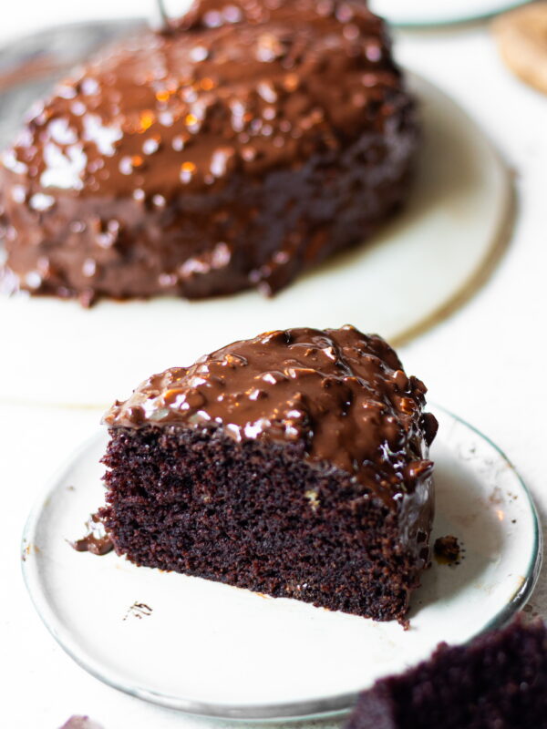 chocolate cake in a blender