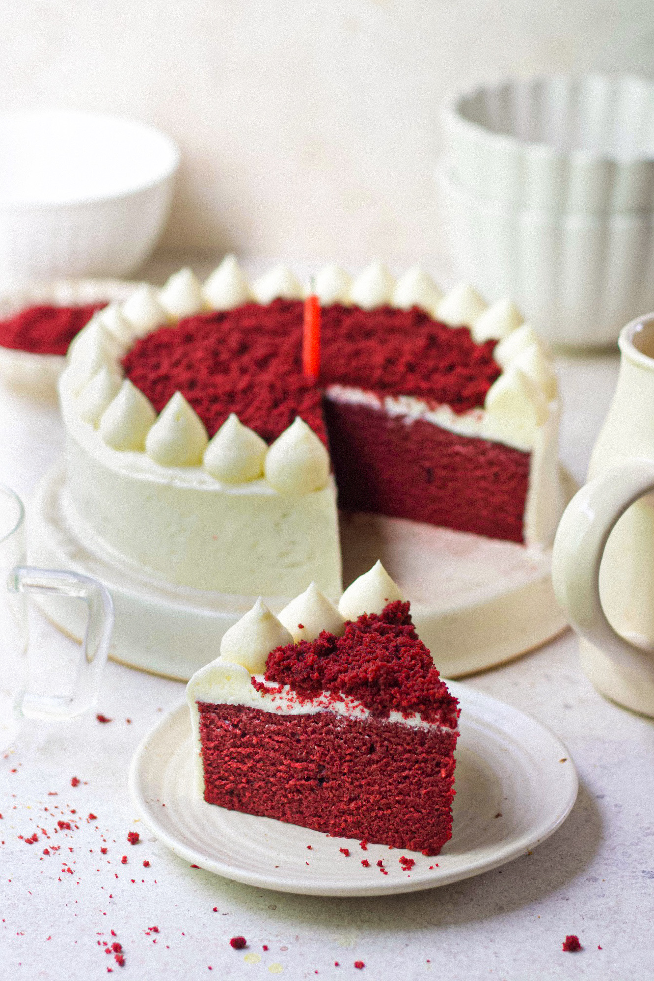 Eggless Red Velvet Cake with Vanilla Cream Cheese Frosting