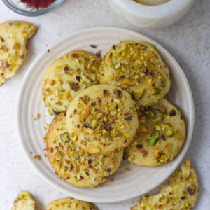 KESAR PISTA COOKIES ON A PAN