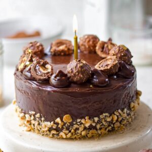 ferrero rocher cake in saucepan
